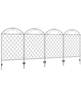 Outsunny Garden Fencing 11.5' Rustproof Metal Border Edging, 4 Pack, Black