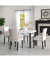 Streamdale Furniture Elegant 5-Piece Wood Dining Table Set with Marble-Inspired Surface