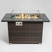 44 Inch Outdoor Fire Pit Table, Propane Fire Table With Ceramic Tabletop Gas Fire Table