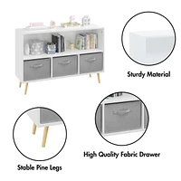 Kids Bookcase with Fabric Drawers & Toy Storage