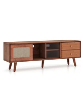 Slickblue Bamboo Tv Stand for Tv up to 65 Inch-Brown