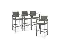 Slickblue All Weather Pe Rattan Bar Chairs Set of 4 with Armrests and Seat Cushions for Porch Backyard