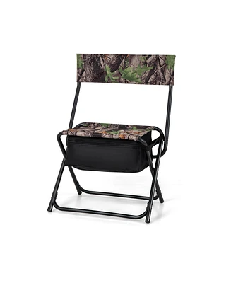 Slickblue Foldable Patio Chair with Storage Pocket Backrest for Camping Hiking