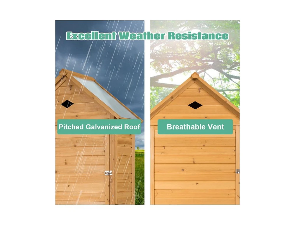 Slickblue Wooden Outdoor Lockable Garden Tool Storage