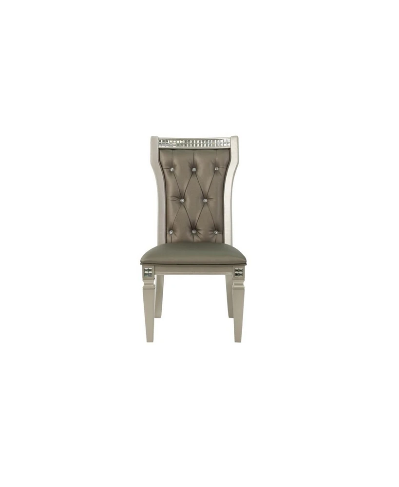 Simplie Fun Set of 2 Formal Dining Chairs, Dark Gray with Silver Accent