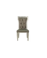 Simplie Fun Set of 2 Formal Dining Chairs, Dark Gray with Silver Accent