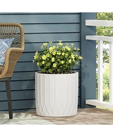 Streamdale Furniture Sleek Concrete Planter Natural Stone Finish, Pleated Design, Durable and Stylish