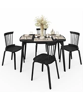 Streamdale Furniture Premium Solid Wood Dining Table & Windsor Chair Set for 6