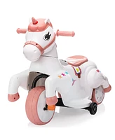 Streamdale Furniture Unicorn stroller, Electric Toy Bike with Training Wheels for Kids 3-6,Pink