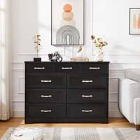 9-Drawer Modern Farmhouse Storage Cabinet in Black (47.2" W x 15.8" D x 34.6" H)