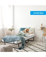 Slickblue Rollaway Folding Bed with Memory Foam Mattress and Sturdy Metal Frame Made in Italy