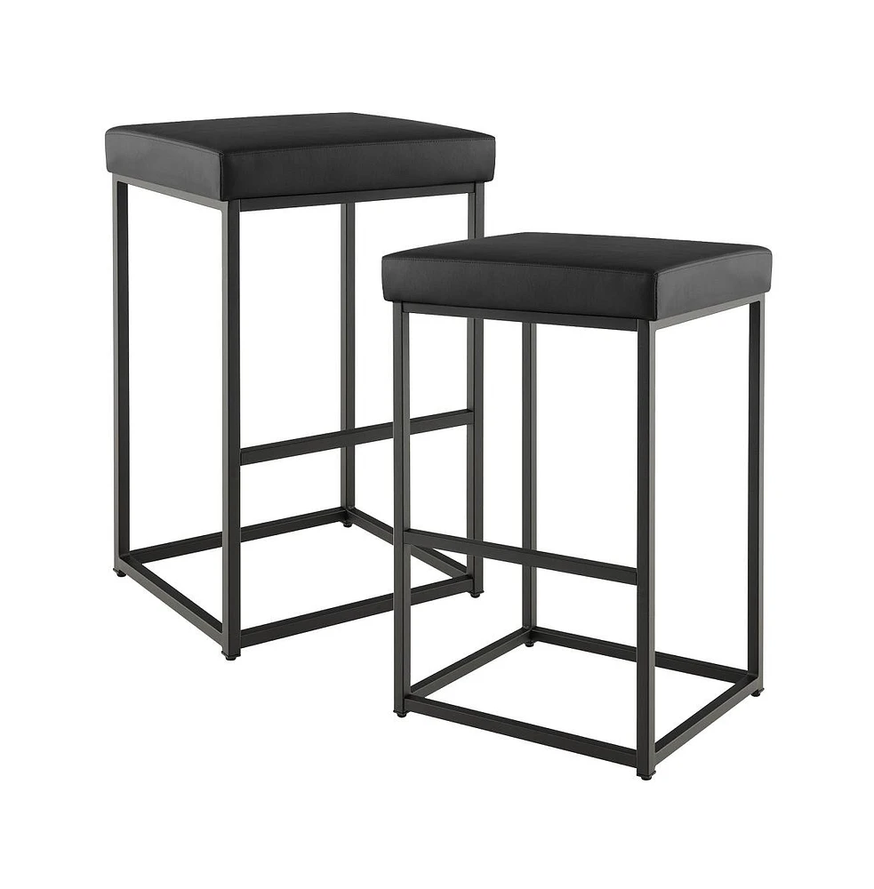 Slickblue 30 Inch Barstools Set of 2 with Pu Leather Cover