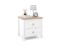 Slickblue 2-Drawer Nightstand with Rubber Wood Legs