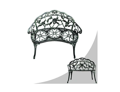 Slickblue Outdoor Cast Aluminum Patio Bench Antique Rose