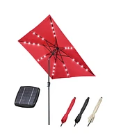 Yescom 9Ft Square Led Light Patio Umbrella Usb Port Solar Power Crank Tilt Garden Parasol Yard Deck Table Balcony Shade