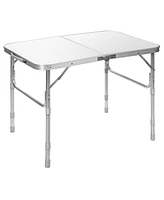 Slickblue Adjustable Portable Aluminum Patio Folding Camping Table for Outdoor and Indoor