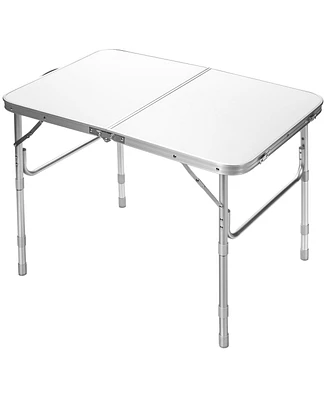 Slickblue Adjustable Portable Aluminum Patio Folding Camping Table for Outdoor and Indoor