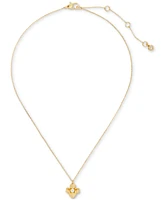 kate spade new york Gold-Tone Precious Pansy Mini Pendant Necklace, 16" + 3" extender