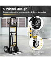 Slickblue 3-in-1 Convertible Hand Truck Metal Dolly Cart with 4 Rubber Wheels for Transport-Black