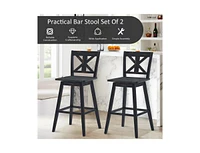 Set of 2 360-Degree Swivel Bar Stools for Home Restaurant