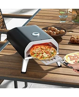 Slickblue 15000 Btu Foldable Pizza Oven with Pizza Peel Stone and Cutter-Black