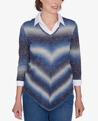 Alfred Dunner Classic Chevron Ombre Woven Sweater