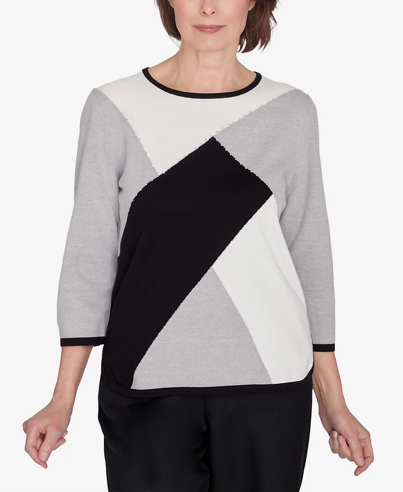 Alfred Dunner Classic Color Block Beaded Top