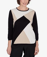 Alfred Dunner Classic Color Block Beaded Top