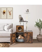 Cat Tree with Litter Box Enclosure with Cat Condo