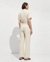 Mango Women's Belt Long Jumpsuit