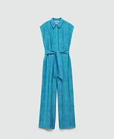 Mango Women's Bow Detail Shirt Jumpsuit