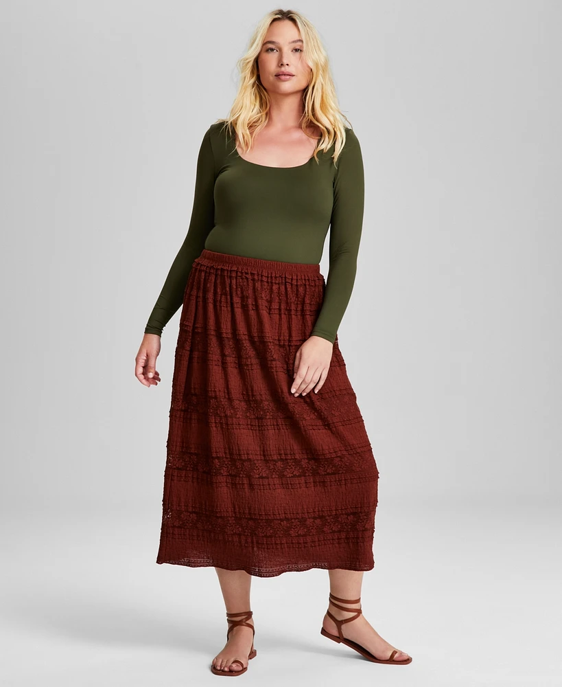 And Now This Women's Tiered Lace-Trim Maxi Skirt, Created for Macy's