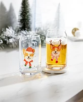 Cambridge 16 Oz Holiday Corgi Beer Can Cocktail Glasses, Set of 2