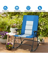 Slickblue Foldable Rocking Padded Portable Camping Chair with Backrest and Armrest