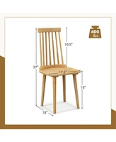 Slickblue Windsor Dining Chairs Set of 2 with High Spindle Back and Natural Rubber Wood Legs for Dining Room Living Room-Natural