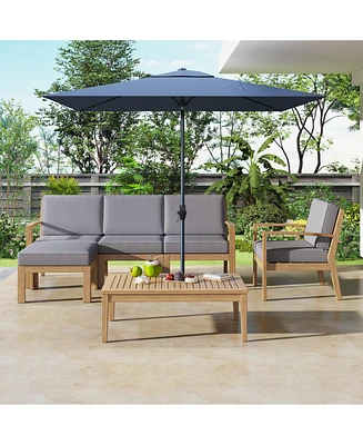 Simplie Fun Durable and Comfortable 5-Piece Acacia Wood Outdoor Sectional Sofa Set