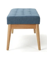 Mid-Century Modern Upholstered Bench with Button-Tufting