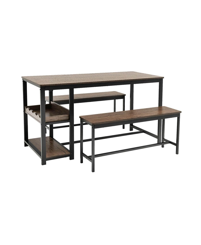 Slickblue 3 Pieces Dining Table Set for 4 with Wine Rack