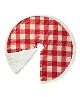 Glitzhome 48 D Red Plaid Reversible Sherpa Flannel Christmas Tree Skirt