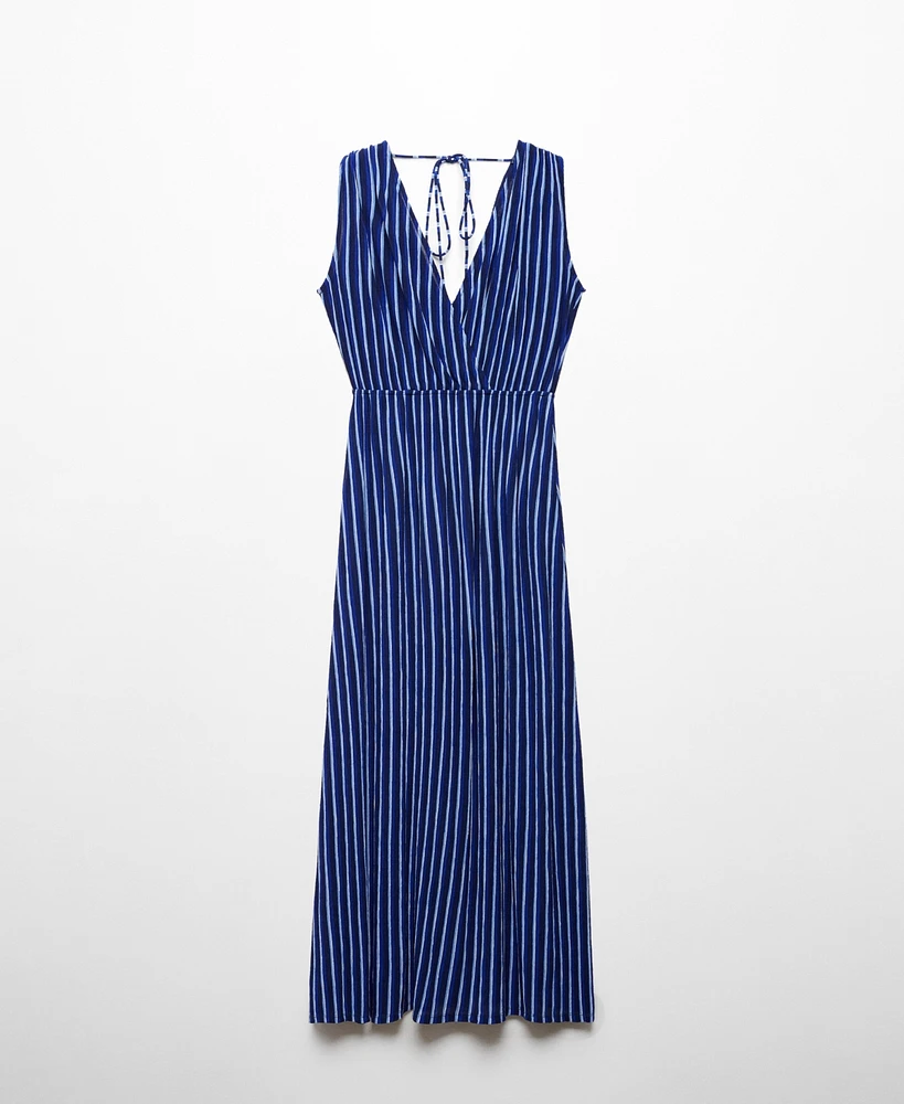 Mango Women's Bow Detail Stripe-Print Dress