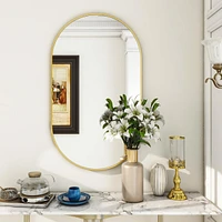 Homlux Oval Wall Mounted Mirror 20"x36" in Gold
