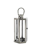 Hexagonal Stainless Steel Lantern with Tempered Glass for Outdoor Decor