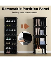 Costway Portable Shoe Rack Organizer 12-Cube 48 Pair Shoe Shelf Storage Cabinet w/Hook
