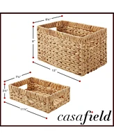 Casafield Water Hyacinth Storage Basket Set with Handles - 1-Jumbo, 1-Large Woven Organizers for Bathroom, Laundry, Pantry, Office, Shelves