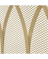 Minimalist Single Panel Fire Screen with Overlapping Lens Pattern, Gold