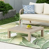 Rustic Acacia Wood Coffee Table with Slat Panel Design