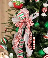 Glitzhome Set of 9 32 H Christmas Whimsical Red Green ribbon bow decor