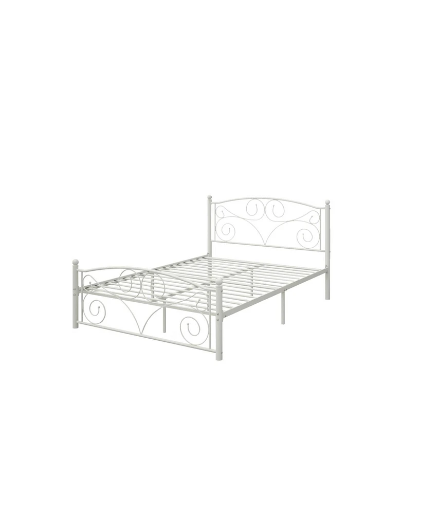 Simplie Fun Full Size Unique Flower Sturdy System Metal Bed Frame With Headboard And Footboard