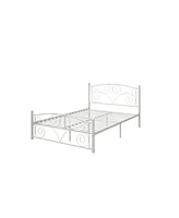 Simplie Fun Full Size Unique Flower Sturdy System Metal Bed Frame With Headboard And Footboard