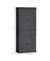 Homcom 72" Kitchen Pantry Storage Cabinet with Drawer, Adjustable Shelves